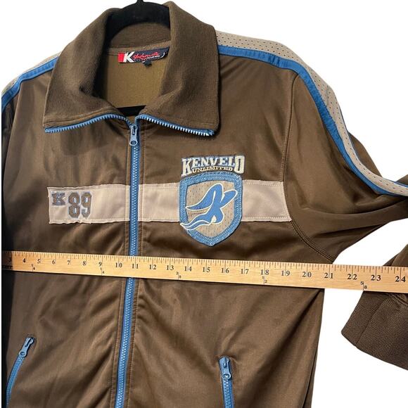 Vintage 90s Kenvelo Men's L European 1989 Track Jacket Full Zip Soccer Brown y2k - Picture 6 of 11